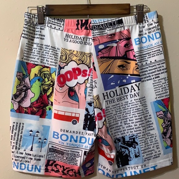 News print biker shorts - Picture 3 of 3